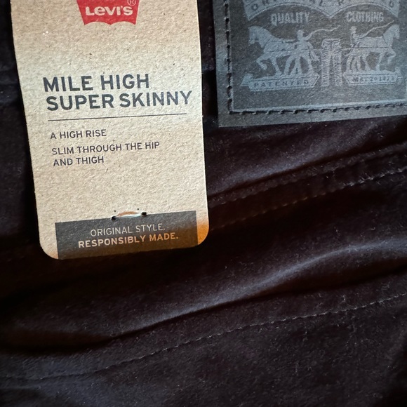 NWT Levis Mile High Super Skinny black velvet jeans/jeggings - Picture 3 of 7